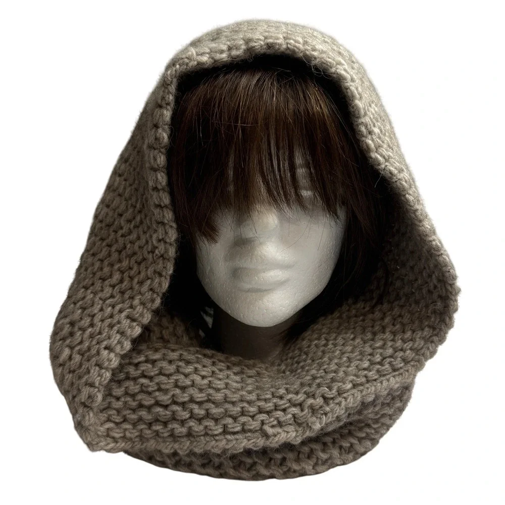 Lafayette 148‎ New York Knit Cowl Neck Warmer Alpaca Camel Blend Sequin Detail